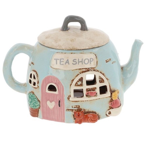 Village pottery blue tea - village,