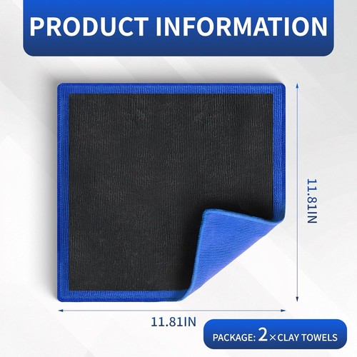 2pcs clay bar towels - 12x12, –