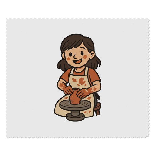 Woman using pottery - using,